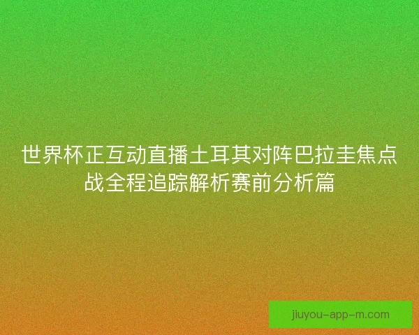 世界杯正互动直播土耳其对阵巴拉圭焦点战全程追踪解析赛前分析篇